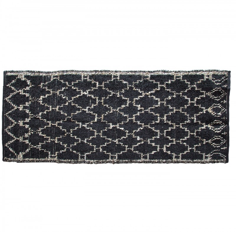 RUG WITH LATTICE PRINT BLACK NATURAL RUG WITH LATTICE PRINT BLACK NATURAL